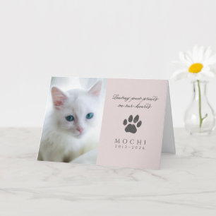 Dusty Rose Photo Name Year Paw Print Pet Memorial Card
