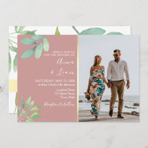 Dusty Rose Photo Wedding Invitation