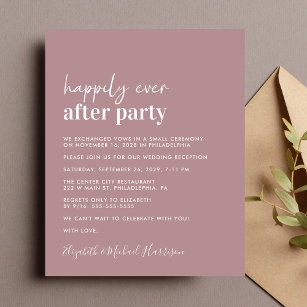 Dusty Rose Photo Wedding Reception Invitation