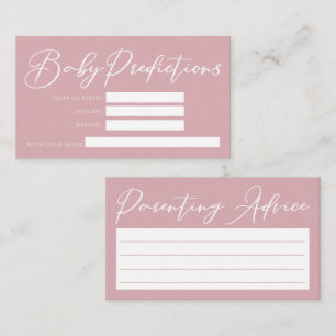 Dusty Rose Pink Baby Shower Predictions Advice Enclosure Card