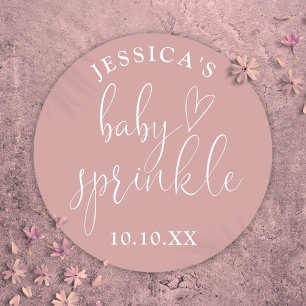 Dusty Rose Pink Baby Sprinkle Shower Favour Classic Round Sticker