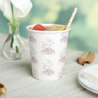 Dusty Rose Pink Bird Nest Baby Shower Paper Cups