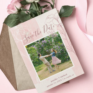 Dusty Rose Pink Botanical Photo Save The Date