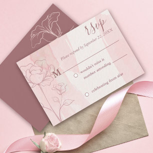 Dusty Rose Pink Botanical Wedding RSVP Card