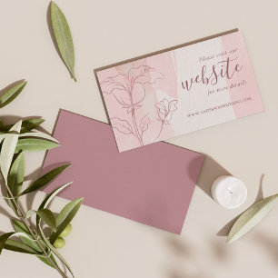 Dusty Rose Pink Botanical Wedding Website Details Enclosure Card