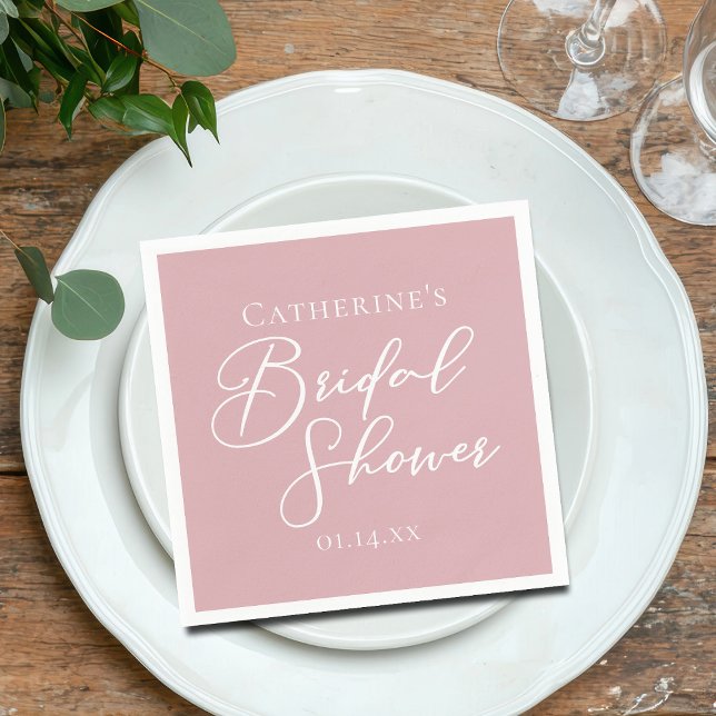 Dusty Rose Pink Bridal Shower Personalised Napkin (Creator Uploaded)