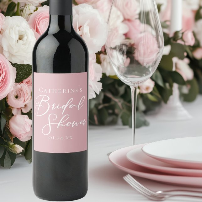 Dusty Rose Pink Bridal Shower Personalised Wine Label (Creator Uploaded)
