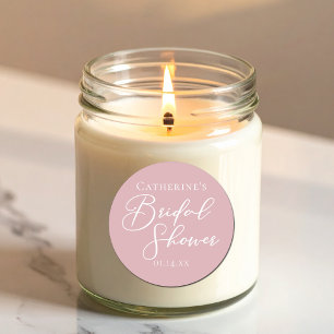 Dusty Rose Pink Bridal Shower Personalized Classic Round Sticker