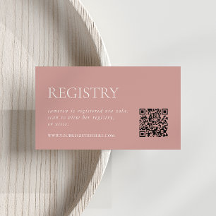 Dusty Rose Pink   Bridal Shower Registry QR Enclosure Card
