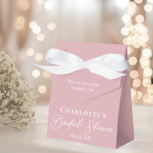 Dusty Rose Pink Bridal Shower White Personalized Favour Box