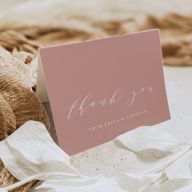 Dusty Rose Pink Calligraphy Personalised Thank You Card (Creator Uploaded)