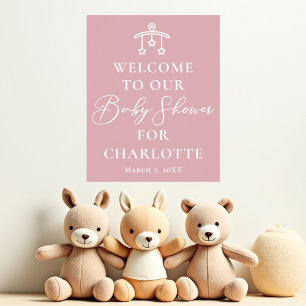 Dusty Rose Pink Chic Personalised Baby Shower Poster