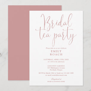 Dusty Rose Pink Elegant Bridal Tea Party Shower Invitation