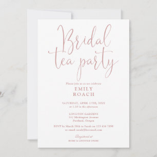 Dusty Rose Pink Elegant Bridal Tea Party Shower Invitation
