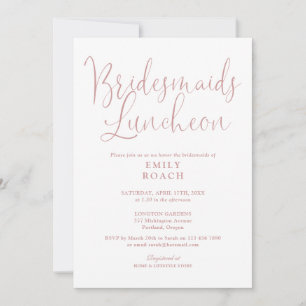 Dusty Rose Pink  Elegant Bridesmaids Luncheon Invitation