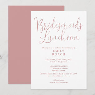 Dusty Rose Pink Elegant Bridesmaids Luncheon Invitation