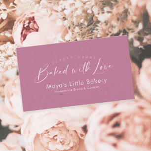 Dusty Rose Pink Elegant Script Bakery Business Card
