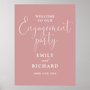 Dusty Rose Pink Engagement Party Welcome Sign