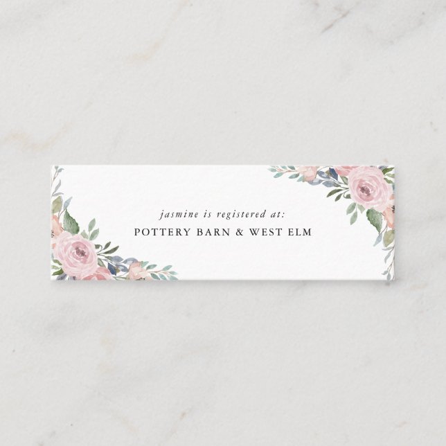 Dusty Rose Pink Floral Bridal Registry Insert Card (Front)