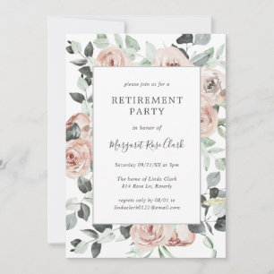Dusty Rose Pink Floral Elegant Retirement Party Invitation