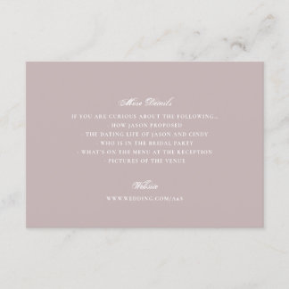 Dusty Rose Pink Formal Classic Elegant Wedding Enclosure Card