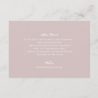 Dusty Rose Pink Formal Classic Wedding Details Enclosure Card