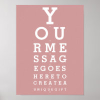 Dusty Rose Pink Fun Eyesight Test Custom Message