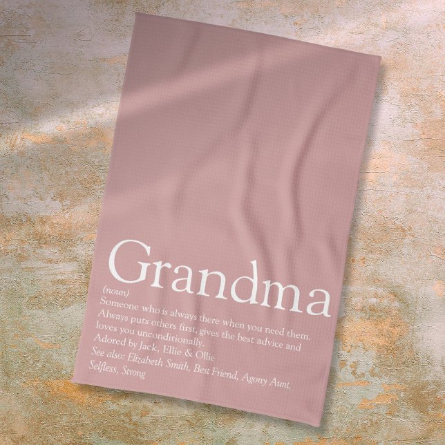 Dusty Rose Pink Grandma Granny Definition  Tea Towel (Dusty Rose Pink Grandma Granny Definition Kitchen Towel)