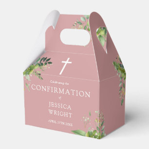 Dusty Rose Pink Greenery Confirmation Favour Box
