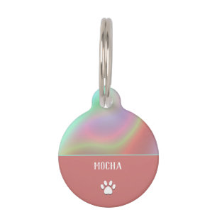 Dusty Rose Pink Holographic Pet Tag