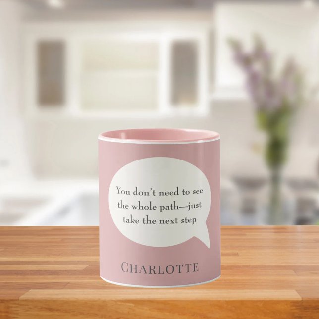 Dusty rose pink ivory inspirational goal quote mug (Creator Uploaded)