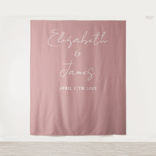 Dusty Rose Pink Minimalist Wedding Photo Backdrop Tapestry