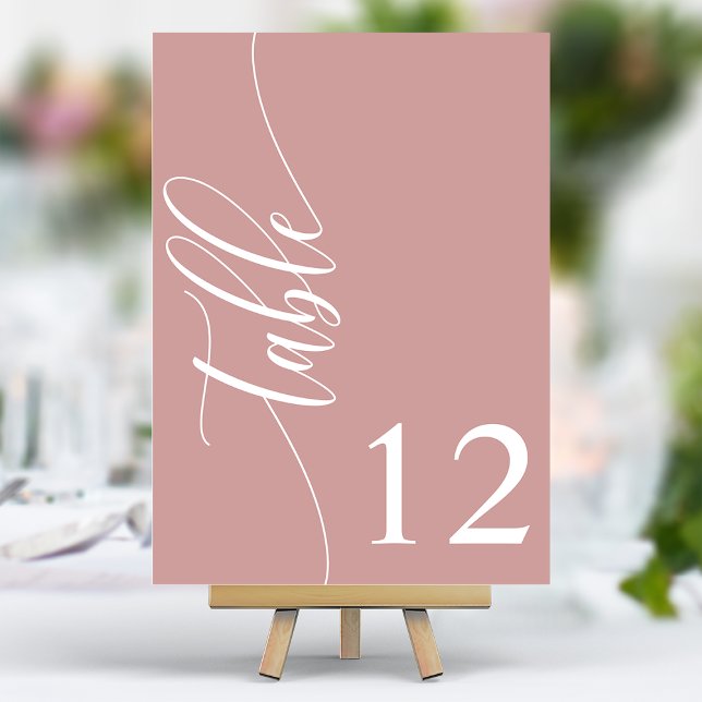 Dusty Rose Pink Modern Calligraphy Wedding Table Number (Creator Uploaded)