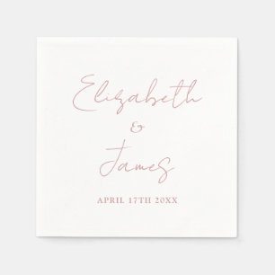Dusty Rose Pink Modern Minimalist Script Wedding Napkin