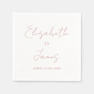 Dusty Rose Pink Modern Minimalist Script Wedding Napkin