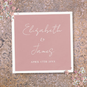 Dusty Rose Pink Modern Minimalist Script Wedding Napkin