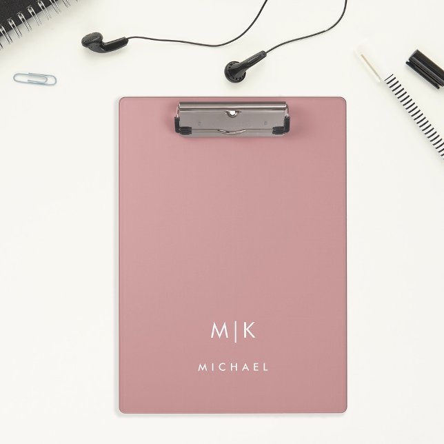 Dusty Rose Pink | Modern Monogram Clipboard (An elegant, modern and minimalist clipboard in dusty rose pink with your monogram)