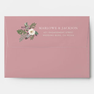 Dusty Rose Pink Moody Floral Boho Wedding Envelope