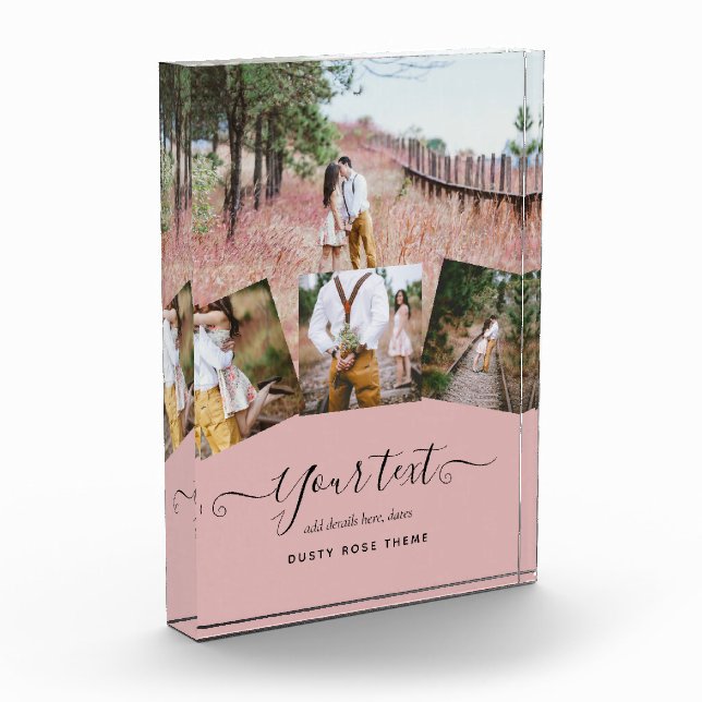 Dusty Rose Pink Newlyweds Wedding PHOTO Gift (Left)