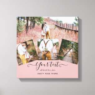 Dusty Rose Pink Newlyweds Wedding PHOTO Gift Canvas Print