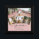 Dusty Rose Pink Newlyweds Wedding PHOTO Gift Gift Box<br><div class="desc">Add four photos of the engaged couple,  newlyweds,  and married couple to this dusty rose pink personalised script gift.</div>