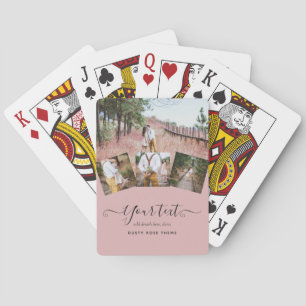 Dusty Rose Pink Newlyweds Wedding PHOTO Gift Playing Cards
