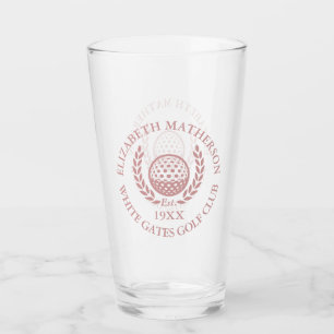 Dusty Rose Pink Personalised Golf Club Name Glass