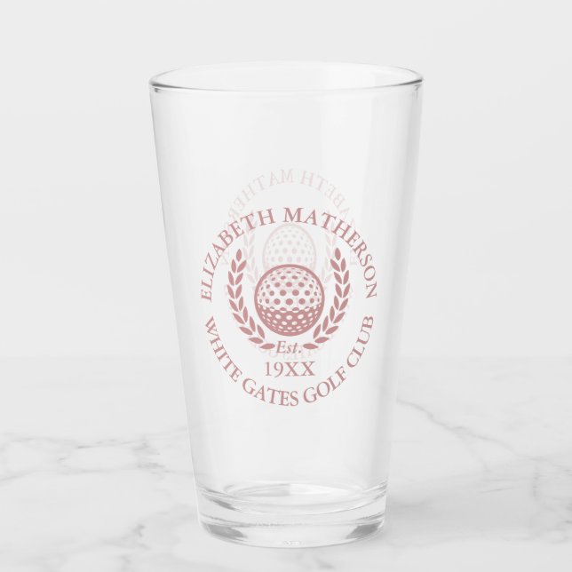 Dusty Rose Pink Personalised Golf Club Name Glass (Front)