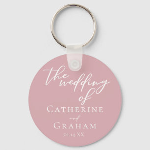 Dusty Rose Pink Personalised Wedding Key Ring