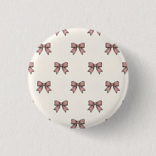 Dusty Rose Pink Ribbon Bows Coquette Birthday Part 3 Cm Round Badge
