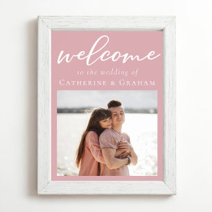 Dusty Rose Pink Romantic Couple Photo Wedding Poster