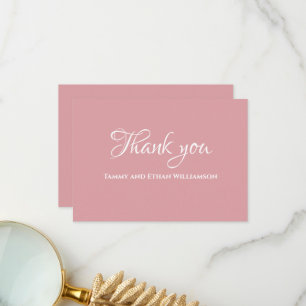 Dusty Rose Pink Romantic Simple Elegant Wedding Thank You Card