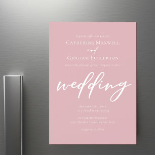 Dusty Rose Pink Romantic Wedding Magnetic Invitation