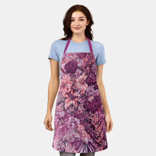 Dusty Rose Pink Salmon Rose Gold Garden Flowers Apron